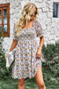 Load image into Gallery viewer, Square Neck Floral Printed Apricot Summer Dress with Short Sleeves