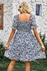 Load image into Gallery viewer, Square Neck Floral Printed Apricot Summer Dress with Short Sleeves