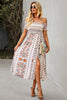 Load image into Gallery viewer, Off the Shoulder Bohemian Style Printed Apricot Summer Dress