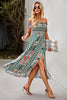 Load image into Gallery viewer, Off the Shoulder Bohemian Style Printed Apricot Summer Dress