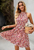 Load image into Gallery viewer, Halter Neck Flower Floral Printed Pink Summer Dress