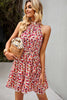 Load image into Gallery viewer, Halter Neck Flower Floral Printed Pink Summer Dress