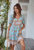 Load image into Gallery viewer, V Neck Bohemian Style Printed Blue Summer Dress