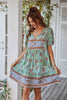 Load image into Gallery viewer, V Neck Bohemian Style Printed Blue Summer Dress