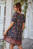 Load image into Gallery viewer, V Neck Bohemian Style Printed Blue Summer Dress