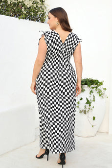 Plus Size Black Geometry Printed Maxi Summer Dress