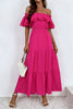 Load image into Gallery viewer, Hot Pink Off The Shoulder Lace Maxi Summer Dress