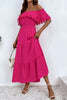 Load image into Gallery viewer, Hot Pink Off The Shoulder Lace Maxi Summer Dress