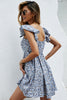 Load image into Gallery viewer, Blue Printed Short Ruffled Sleeves Summer Dress