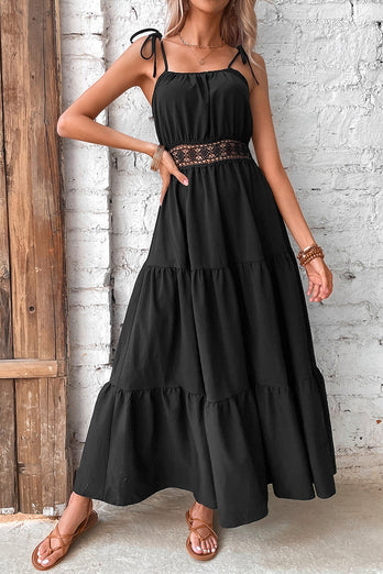 Black Spaghetti Straps Maxi Summer Dress