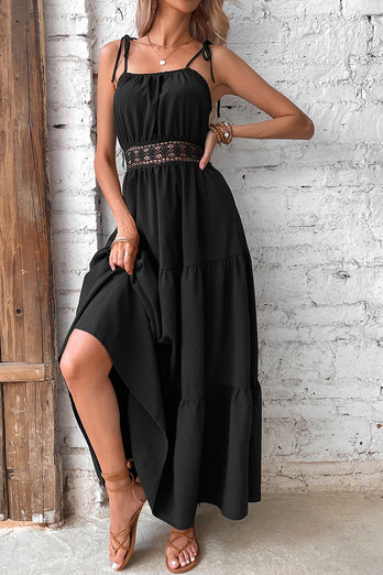 Black Spaghetti Straps Maxi Summer Dress