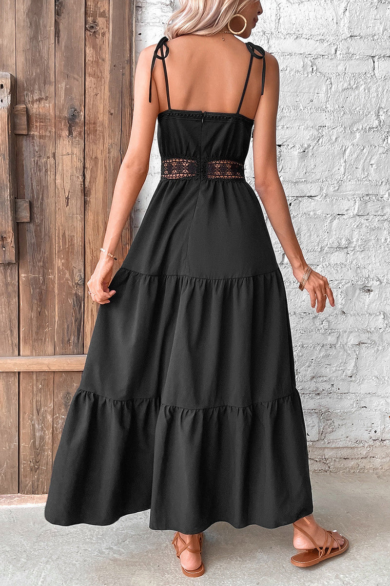 Load image into Gallery viewer, Black Spaghetti Straps Maxi Summer Dress