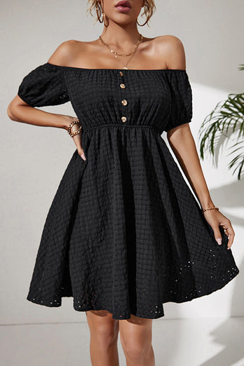 Black Off The Shoulder Short Summer Dress