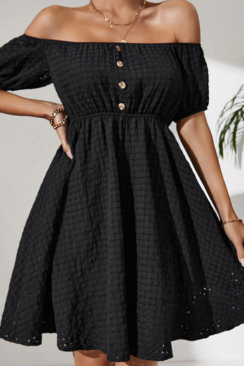 Black Off The Shoulder Short Summer Dress