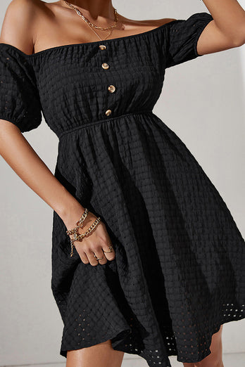 Black Off The Shoulder Short Summer Dress