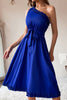 Load image into Gallery viewer, Royal Blue One Shoulder Summer Dress