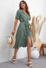 Load image into Gallery viewer, Green Printed V-Neck Short Sleeves Summer Dress