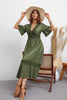 Load image into Gallery viewer, V Neck Green Summer Dress with Short Sleeves