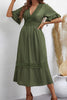 Load image into Gallery viewer, V Neck Green Summer Dress with Short Sleeves