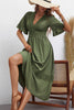 Load image into Gallery viewer, V Neck Green Summer Dress with Short Sleeves