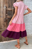 Load image into Gallery viewer, V Neck Gradient Pink Summer Dress with Butterfly Sleeves