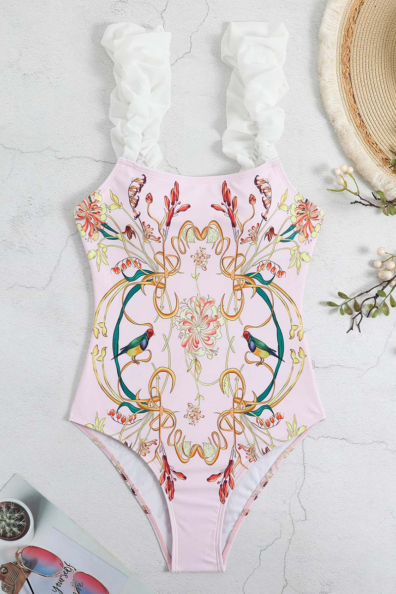 Load image into Gallery viewer, High Waist One Piece Pink Printed Swimwear