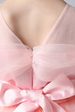 A Line Pink Bowknot Girls' Dress With Appliques