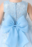 A Line Jewel Neck White Girls' Dress With Appliques