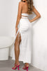 Load image into Gallery viewer, White Mermaid Strapless Graduation Dress with Slit