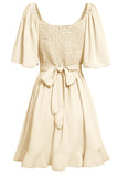 Apricot Short Sleeves A Line Mini Summer Dress