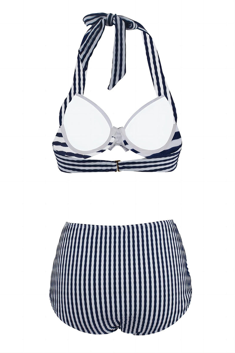 Load image into Gallery viewer, Dark Blue Stripes Two Pieces Bikini