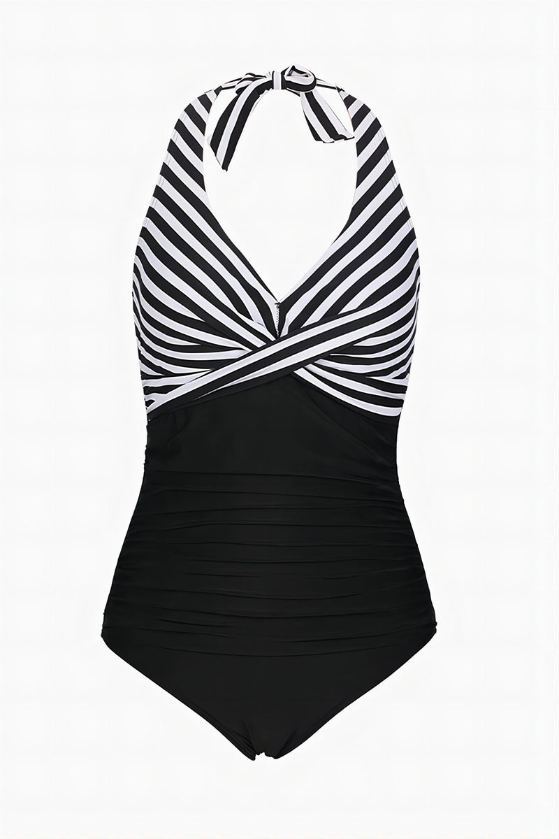 Load image into Gallery viewer, Stripes Halter One Piece Swimwear