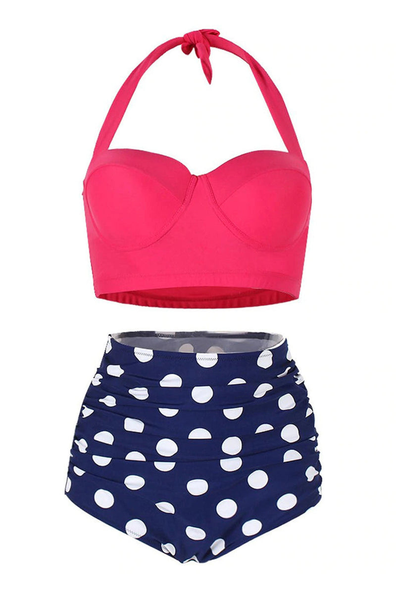 Load image into Gallery viewer, Two Piece High Waist Polka Dots Swimsuit