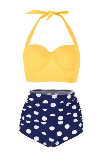 Two Piece High Waist Polka Dots Swimsuit