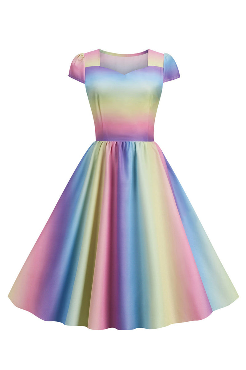 Load image into Gallery viewer, Colorful A Line Vintage 1950s Dress