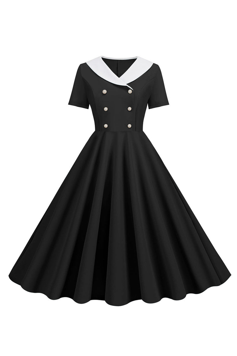 Load image into Gallery viewer, Peter Pan Collar Swing 1950s Dress with Short Sleeves