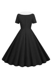 Peter Pan Collar Swing 1950s Dress with Short Sleeves