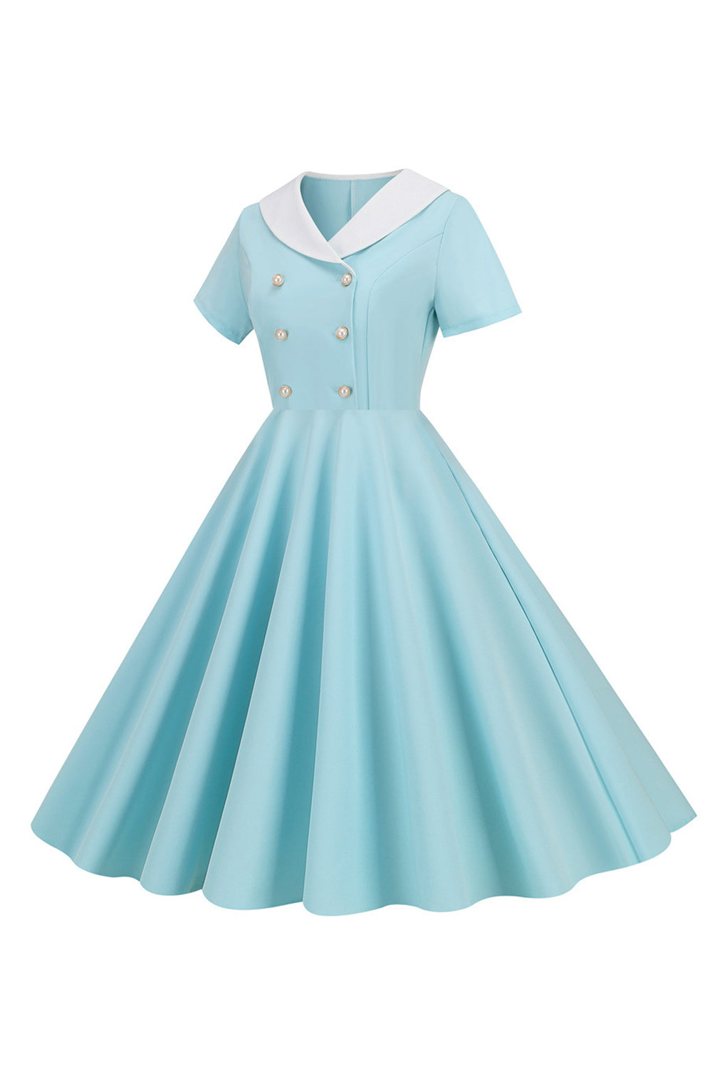 Peter Pan Collar Swing 1950s Dress with Short Sleeves