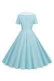 Peter Pan Collar Swing 1950s Dress with Short Sleeves
