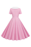 Peter Pan Collar Swing 1950s Dress with Short Sleeves