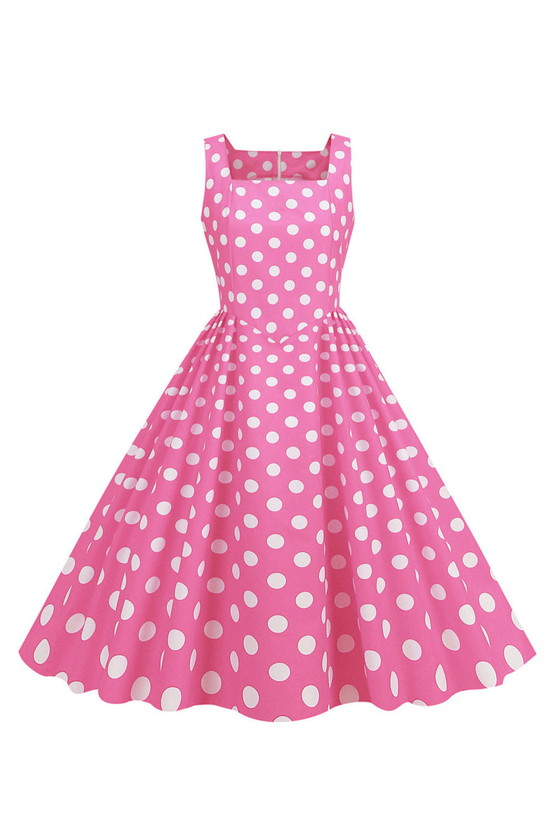 Load image into Gallery viewer, Pink Polka Dots Vintage 1950s Dress