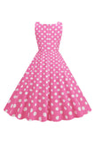 Pink Polka Dots Vintage 1950s Dress