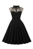 Load image into Gallery viewer, Black A Line Vintage 1950s Dress with Buttons