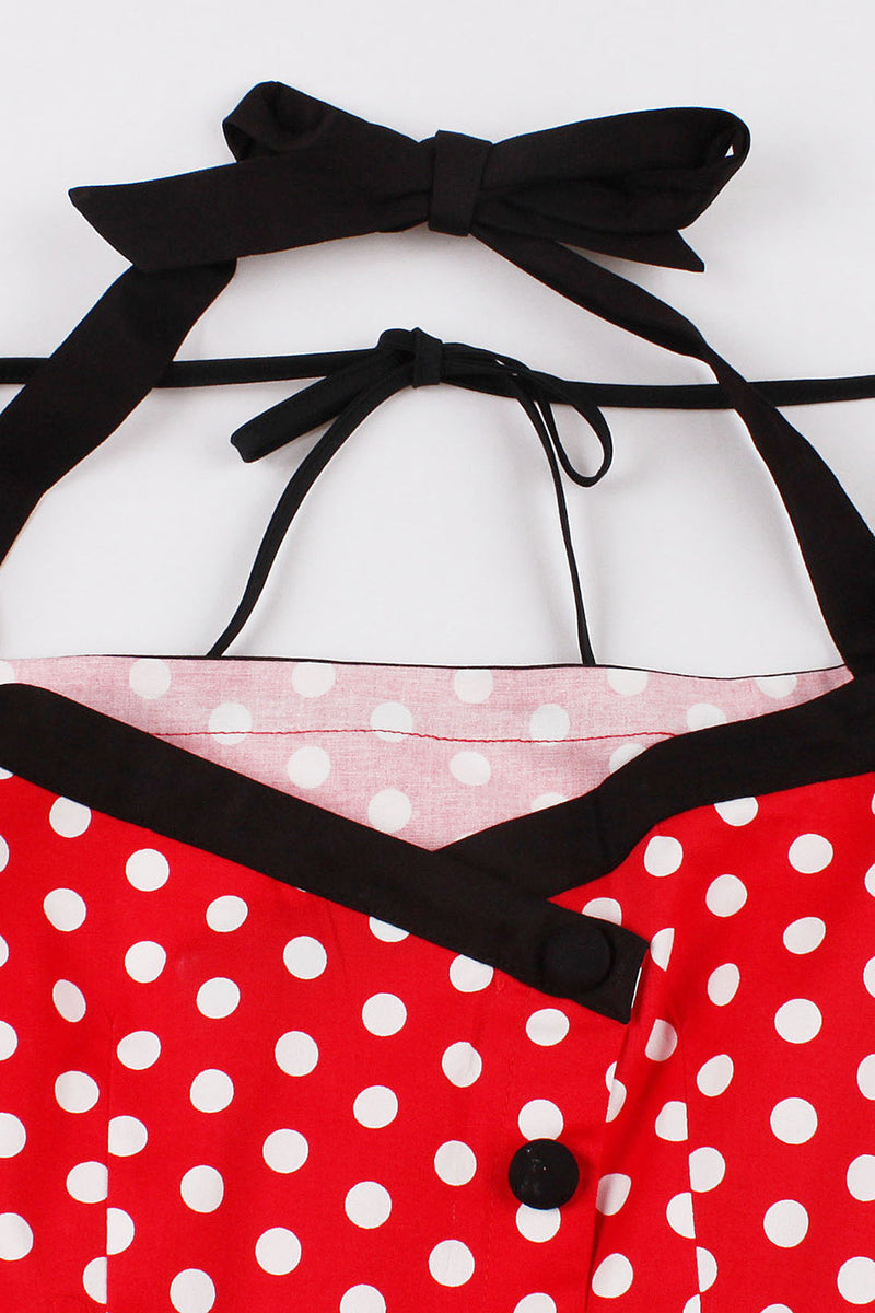 Load image into Gallery viewer, Red Polka Dots Halter Swing 1950s Dress