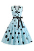 Load image into Gallery viewer, Light Blue Polka Dots Vintage 1950s Dress