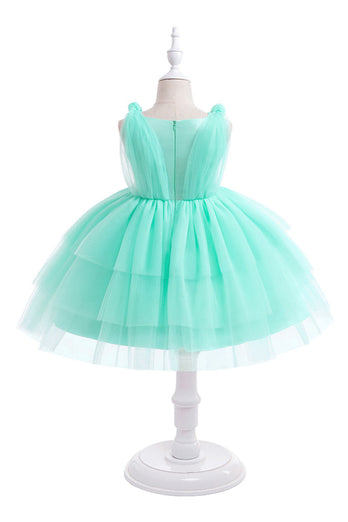 Blue Tulle Girl Party Dress with Bows