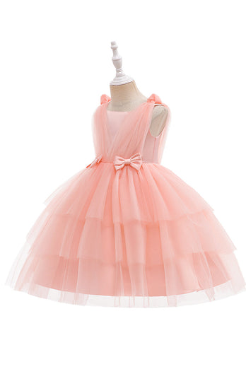 Blue Tulle Girl Party Dress with Bows