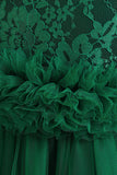 Sleeveless Green Tulle A Line Girl Dress with Lace