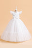 Load image into Gallery viewer, Tulle A Line Champagne Girl Dress with Bow