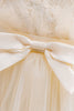 Load image into Gallery viewer, Tulle A Line Champagne Girl Dress with Bow